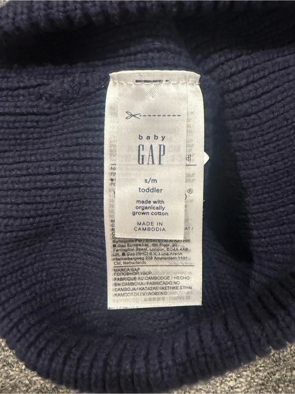GAP Toddler Boy Navy Beanie with Blue Dino Spikes Cute Winter Cozy Warm Hat S/M